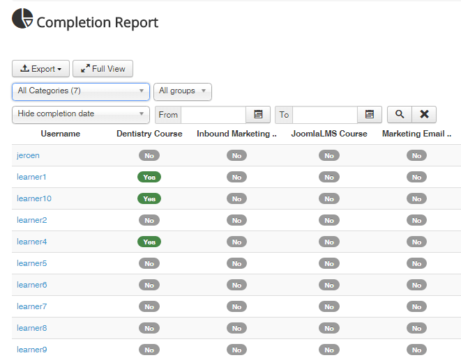 lms completion reports